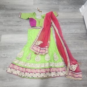 Light Green and Pink Chaniya Choli Set